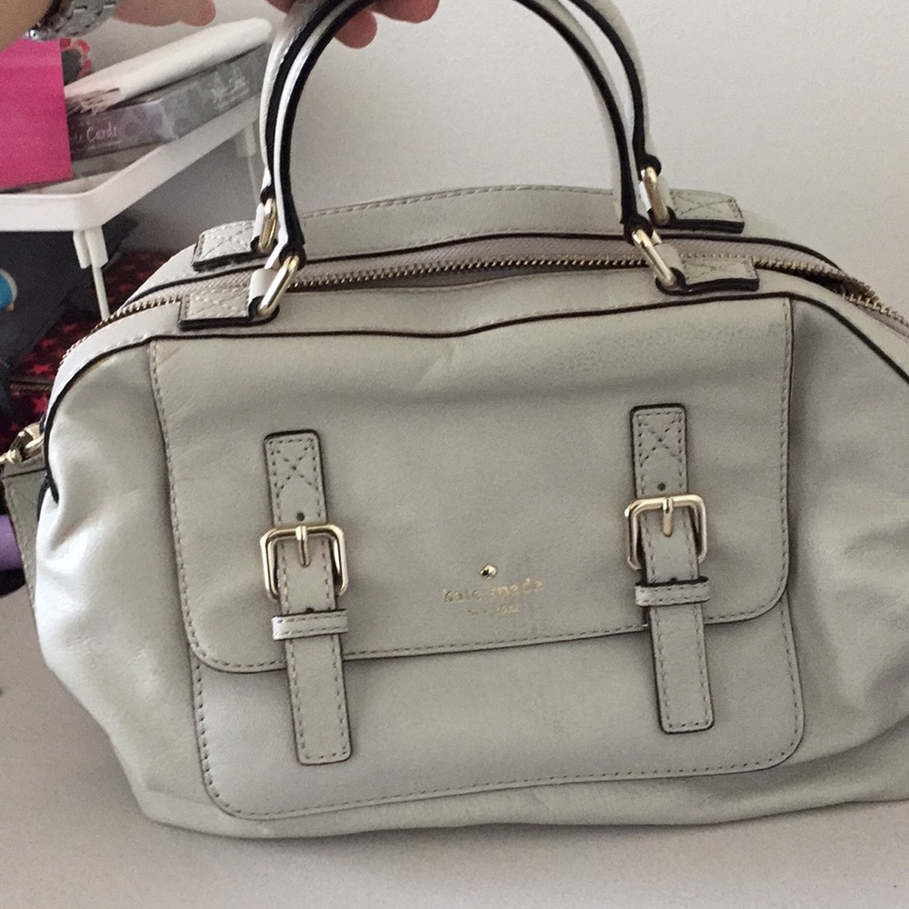 Well loved Kate Spade light grey bag